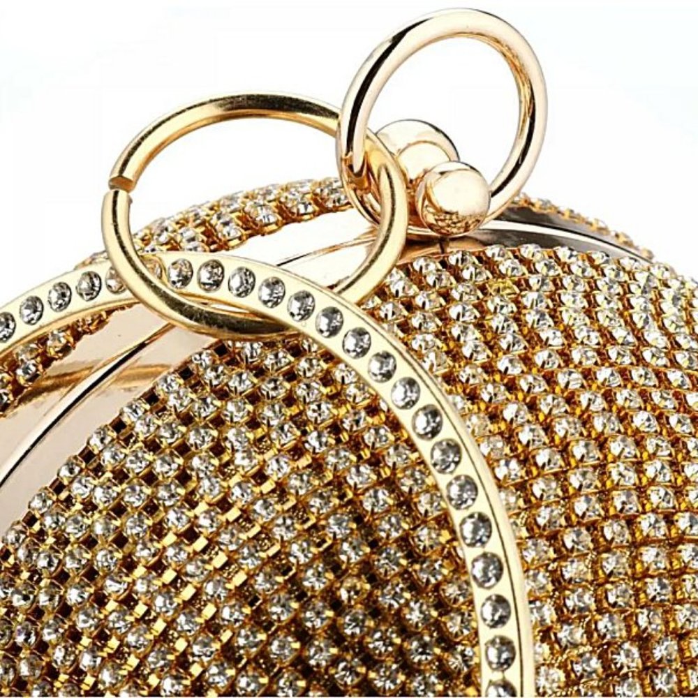 NWT Sparkling Bling Swarovski Crystal Rhinestone Round Ball Purse: Silve… - Picture 7 of 14